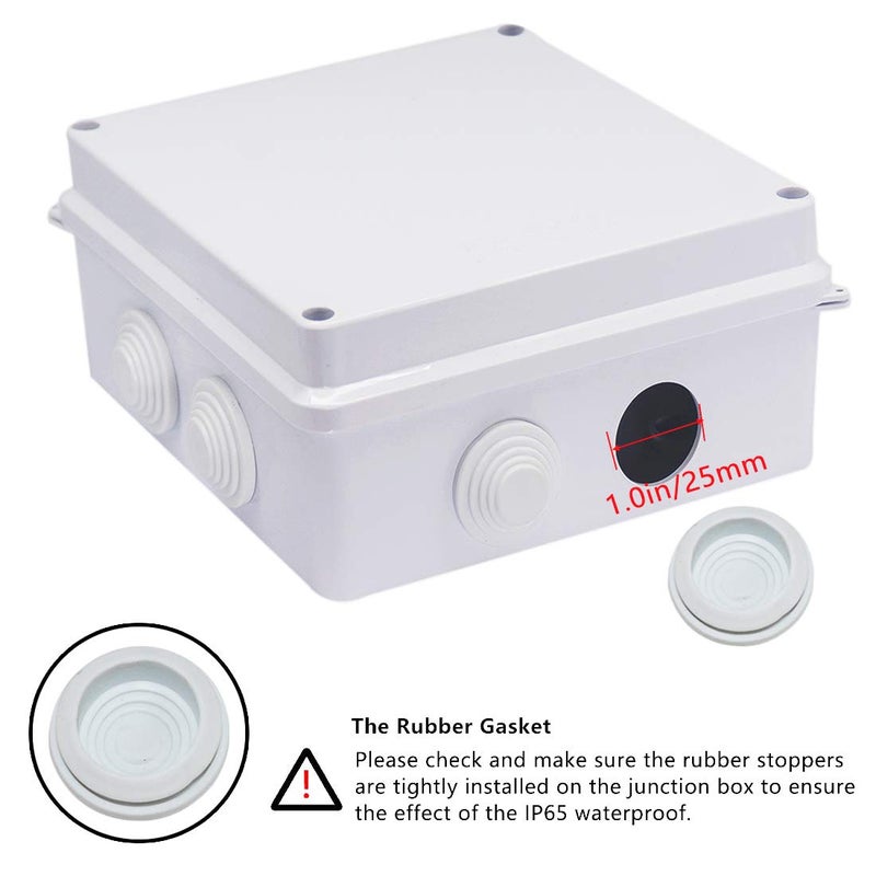 Zulkit Junction Box ABS Plastic Dustproof Waterproof IP65 Universal Electrical Boxes Project Enclosure White 5.9 x 5.9 x 2.8 inch (150 x 150 x 70mm) - Image 4